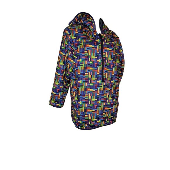 USA Palm Reversible Rainbow Navy Sherpa 1/4 Zip Pullover UNISEX Women MD Mens SM - Picture 3 of 11